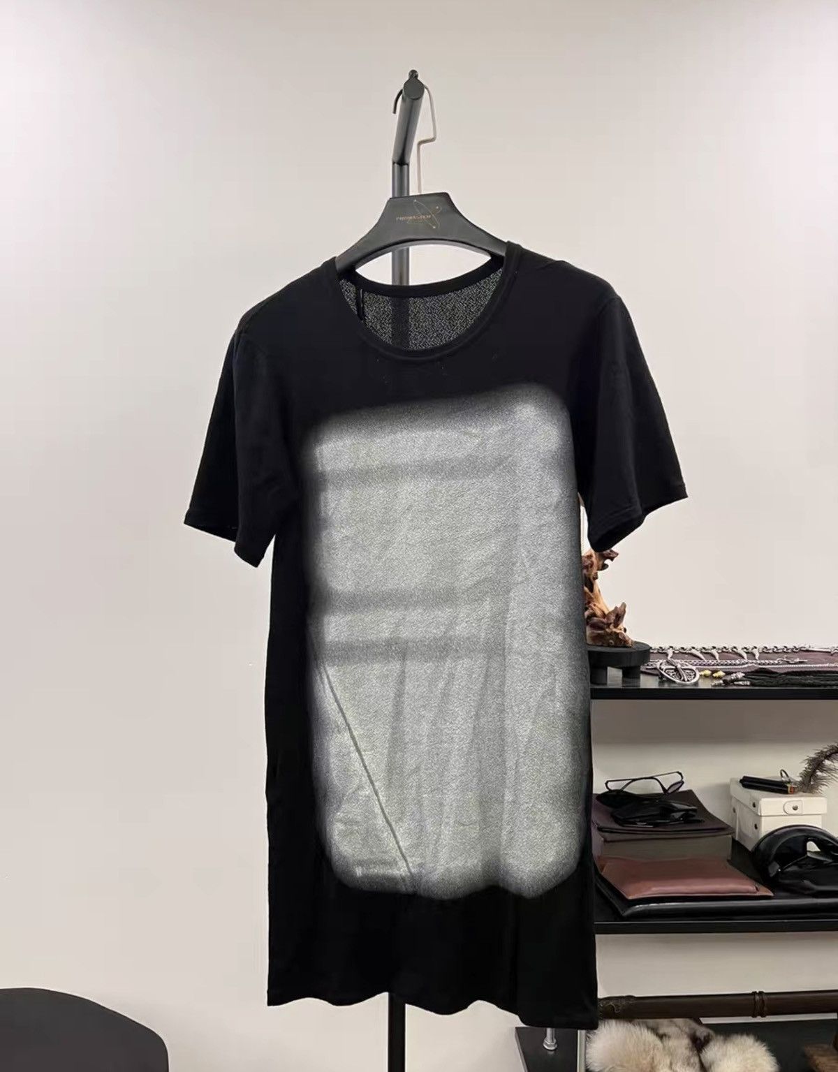 11 By Boris Bidjan Saberi 11ByBBS Mesh & Ink-Spray Print Cotton T-Shirt Size US XS / EU 42 / 0 - 1 Thumbnail