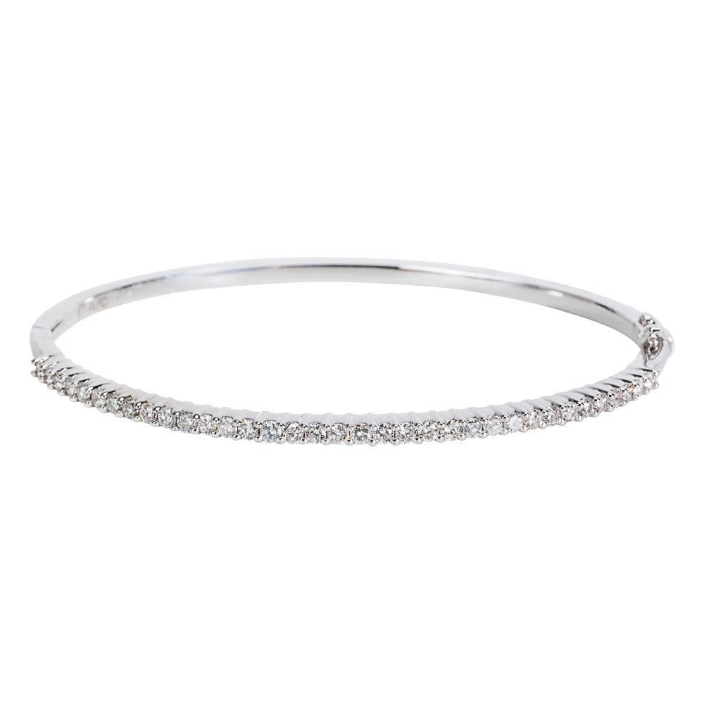 image of Tiffany Co Diamond Bangle In 14K White Gold (1.06 Ctw), Women's
