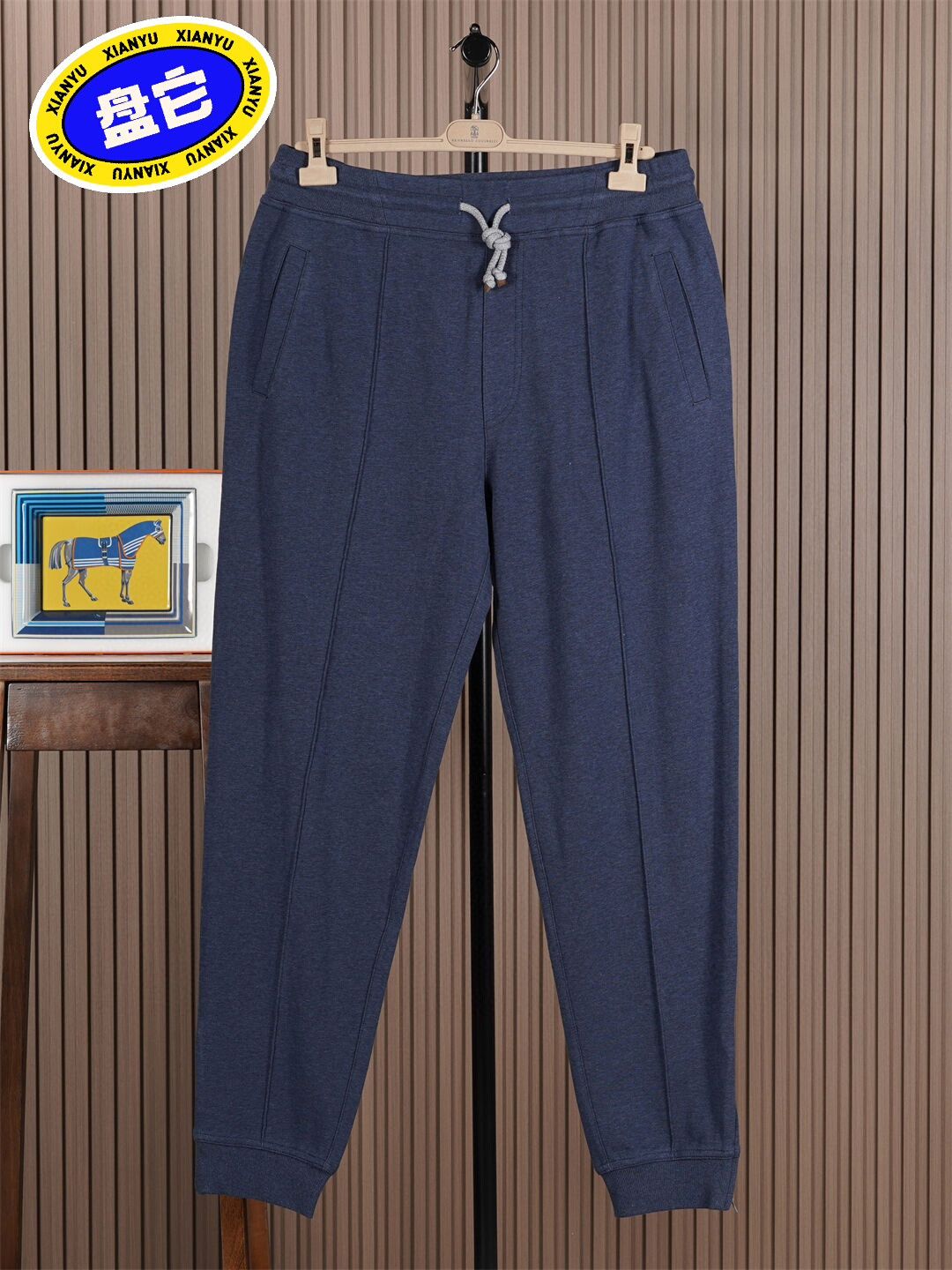 Brunello Cucinelli Gray-Blue Drawstring Joggers by Brunello Cucinelli Size US 34 / EU 50 - 1 Thumbnail