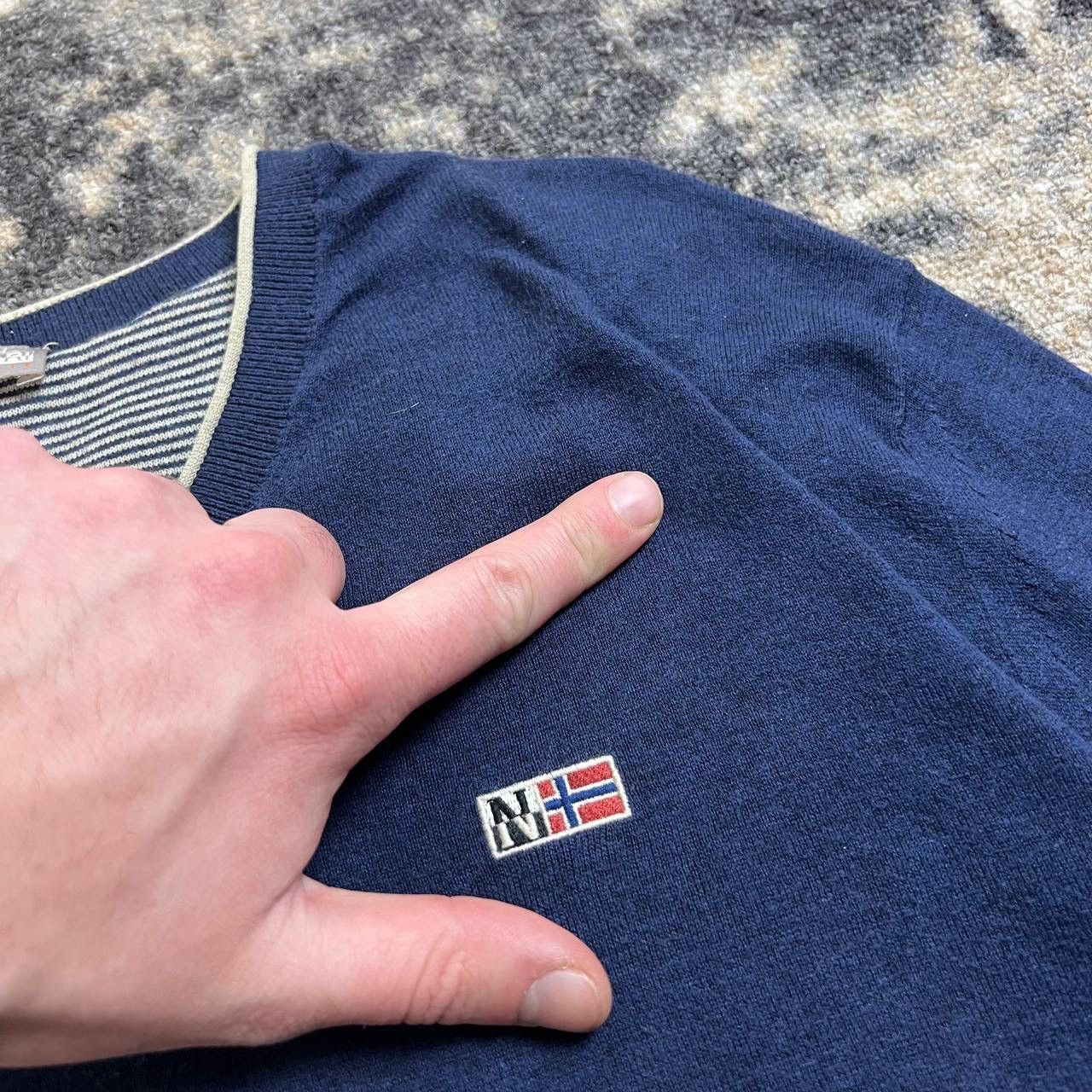 Napapijri Napapijri Mini Logo Vintage V-Neck Light Sweater Size US XL / EU 56 / 4 - 4 Thumbnail