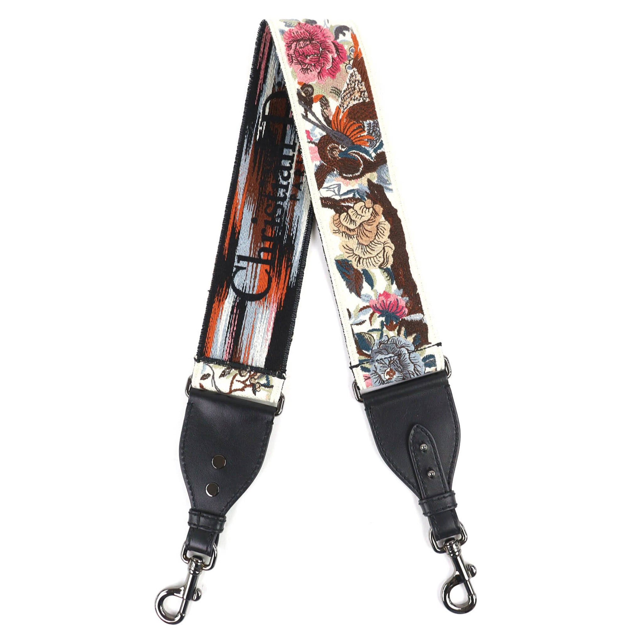 Dior Christian Dior canvas and leather shoulder bag with floral embroidery logo embroidery. Available in beige, black, multicolor silver hardware. Made Italy. Women's. Size ONE SIZE - 1 Thumbnail