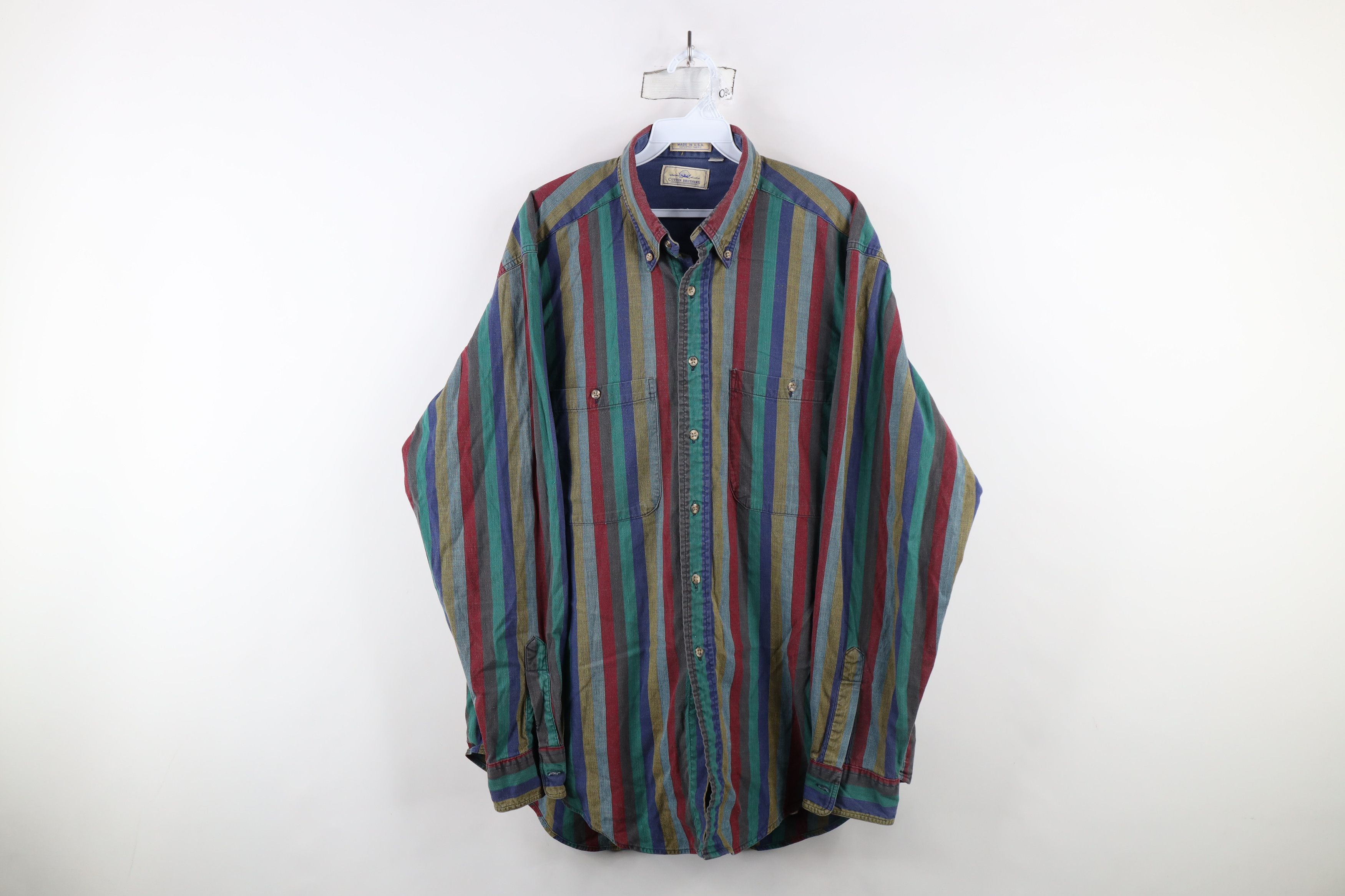 Vintage Vintage 90s Streetwear Rainbow Striped Button Down Shirt USA Size US XL / EU 56 / 4 - 1 Thumbnail