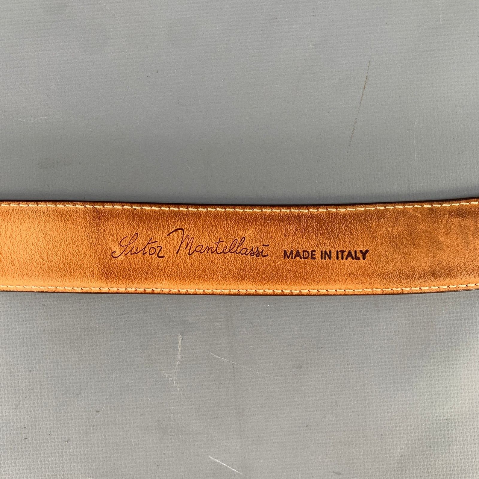 Sutor Mantellassi SUTOR MANTELLASSI Size 38 Brown Distressed Leather Belt Size 38 - 5 Thumbnail