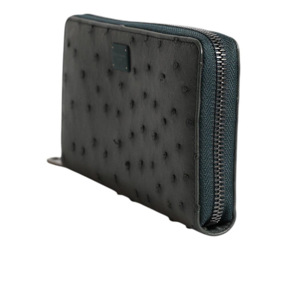 Dolce & Gabbana Dolce & Gabbana Green Ostrich Logo Plaque Zip Around Contine Size ONE SIZE - 4 Thumbnail