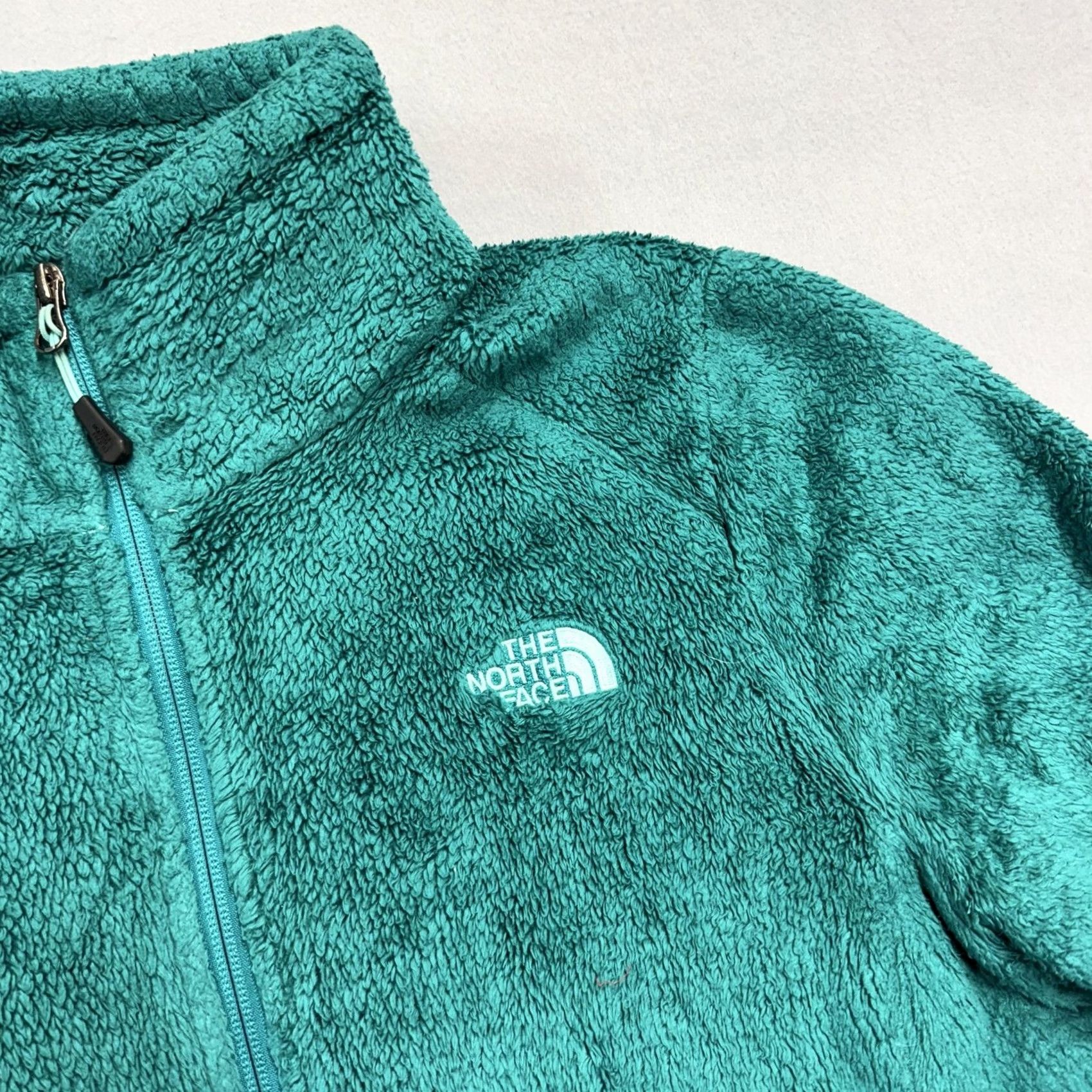 The North Face The North Face Jacket Womens L Teal Fleece Full Zip Soft Warm Outdoor Localized Green Logo Zipper Pockets Collared Mid-Length Size L / US 10 / IT 46 - 2 Thumbnail