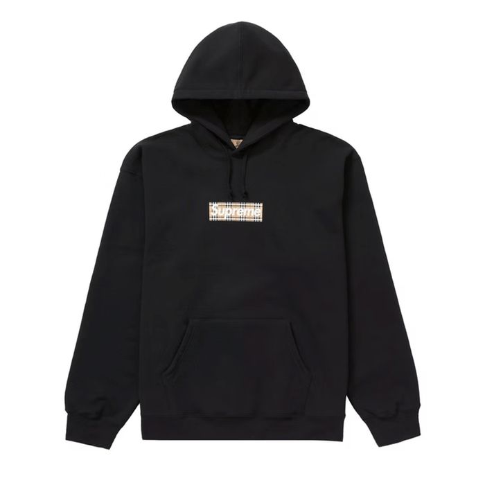 Supreme Supreme Burberry Box Logo Hooded Sweatshirt Black | Grailed