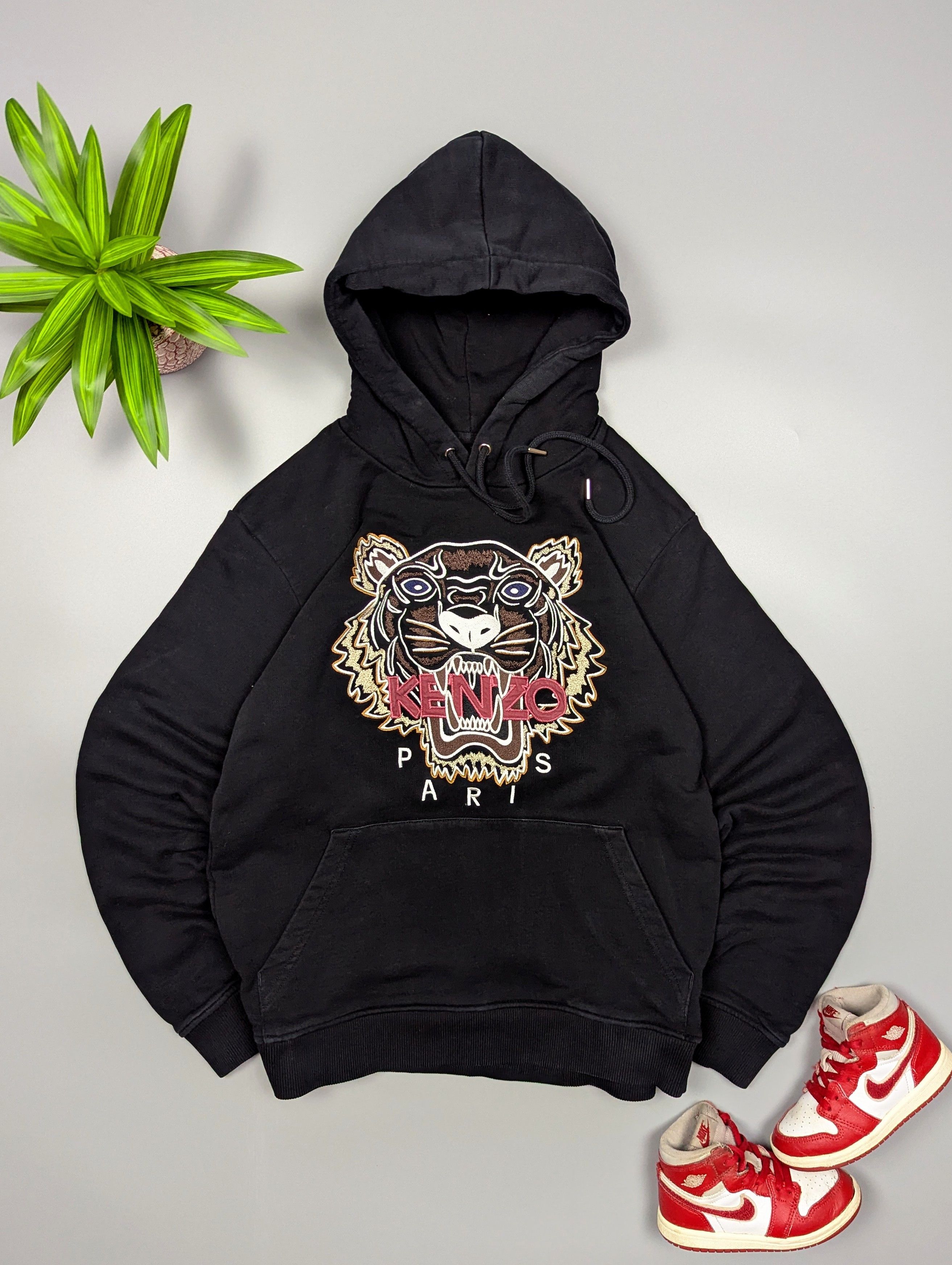 Kenzo Kenzo Paris Tiger Hoodie – Black – S/M – Embroidered Logo Size M / US 6-8 / IT 42-44 - 1 Thumbnail