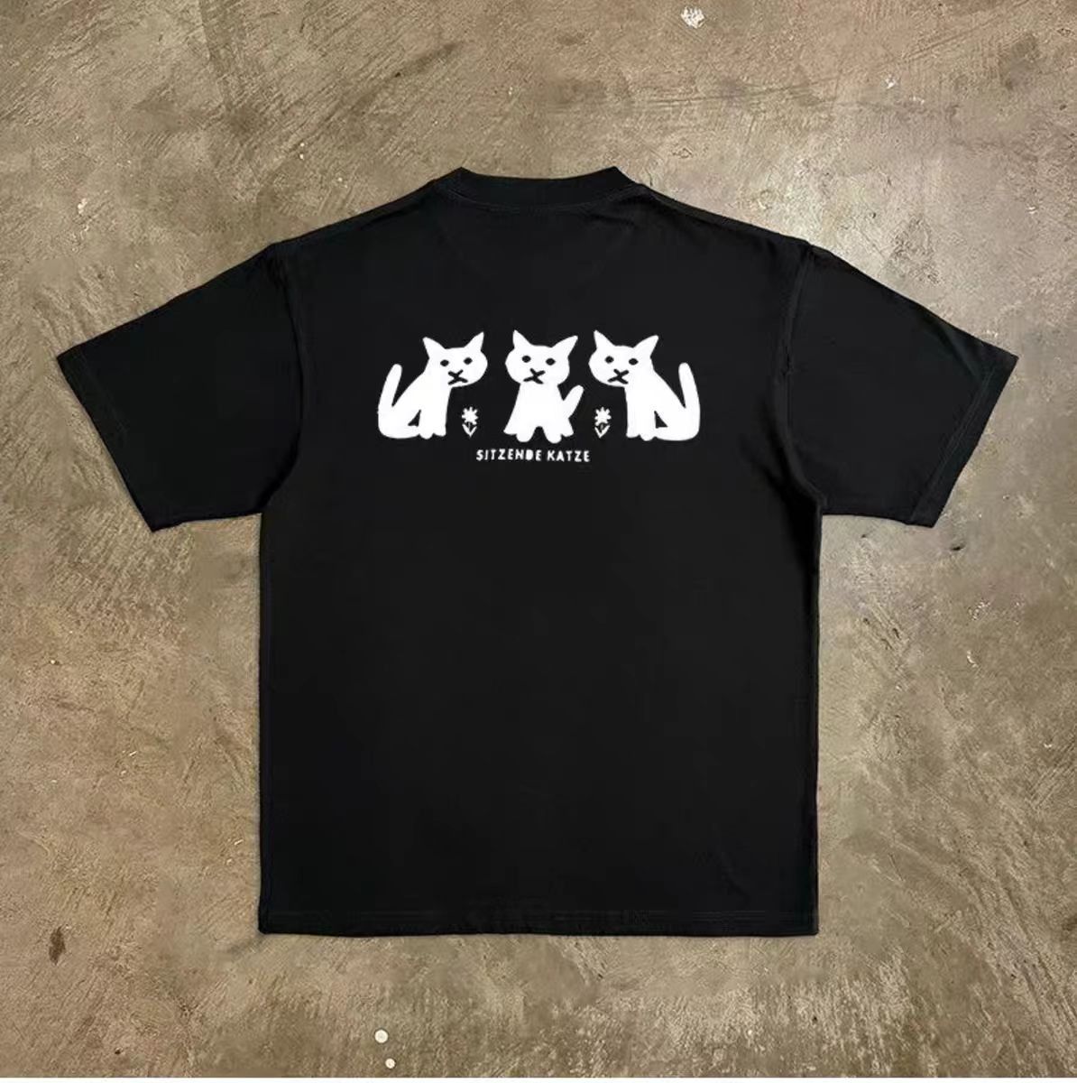 Vintage Black retro kitten print t-shirt Size US M / EU 48-50 / 2 - 2 Thumbnail