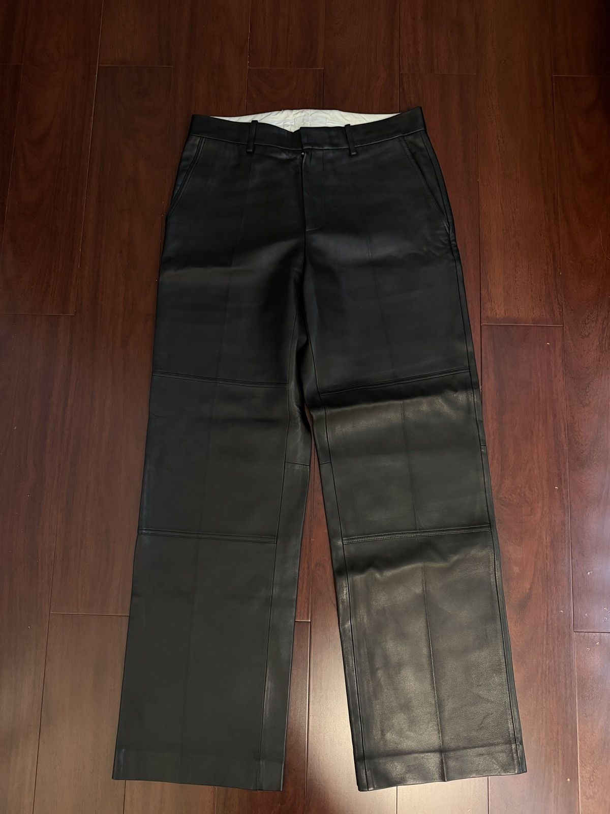 Helmut Lang Helmut Lang Black Leather Straight Utility Pants Size 32 Size US 32 / EU 48 - 1 Thumbnail