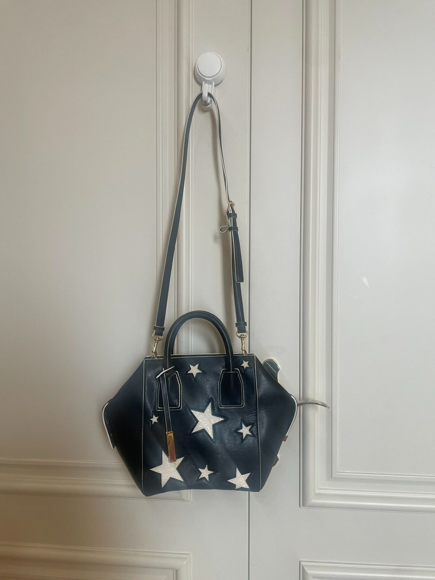 Stella McCartney Stella McCartney Black White Star Leather Handbag Size ONE SIZE - 1 Thumbnail