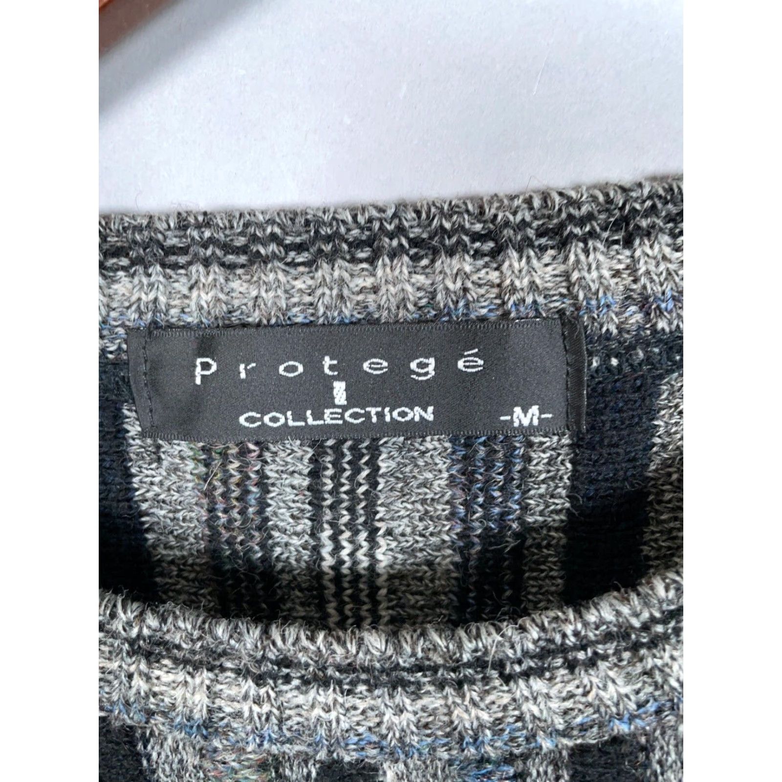 Vintage VINTAGE Protege Geometric Sweater Mens Adult Medium Gray Black Knit Wool Alpaca Crew Neck 90s Retro Vintage Size US M / EU 48-50 / 2 - 4 Thumbnail