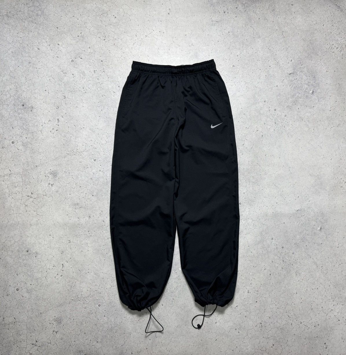 Nike Vintage Nylon Baggy Track Pants Swoosh Drill Black