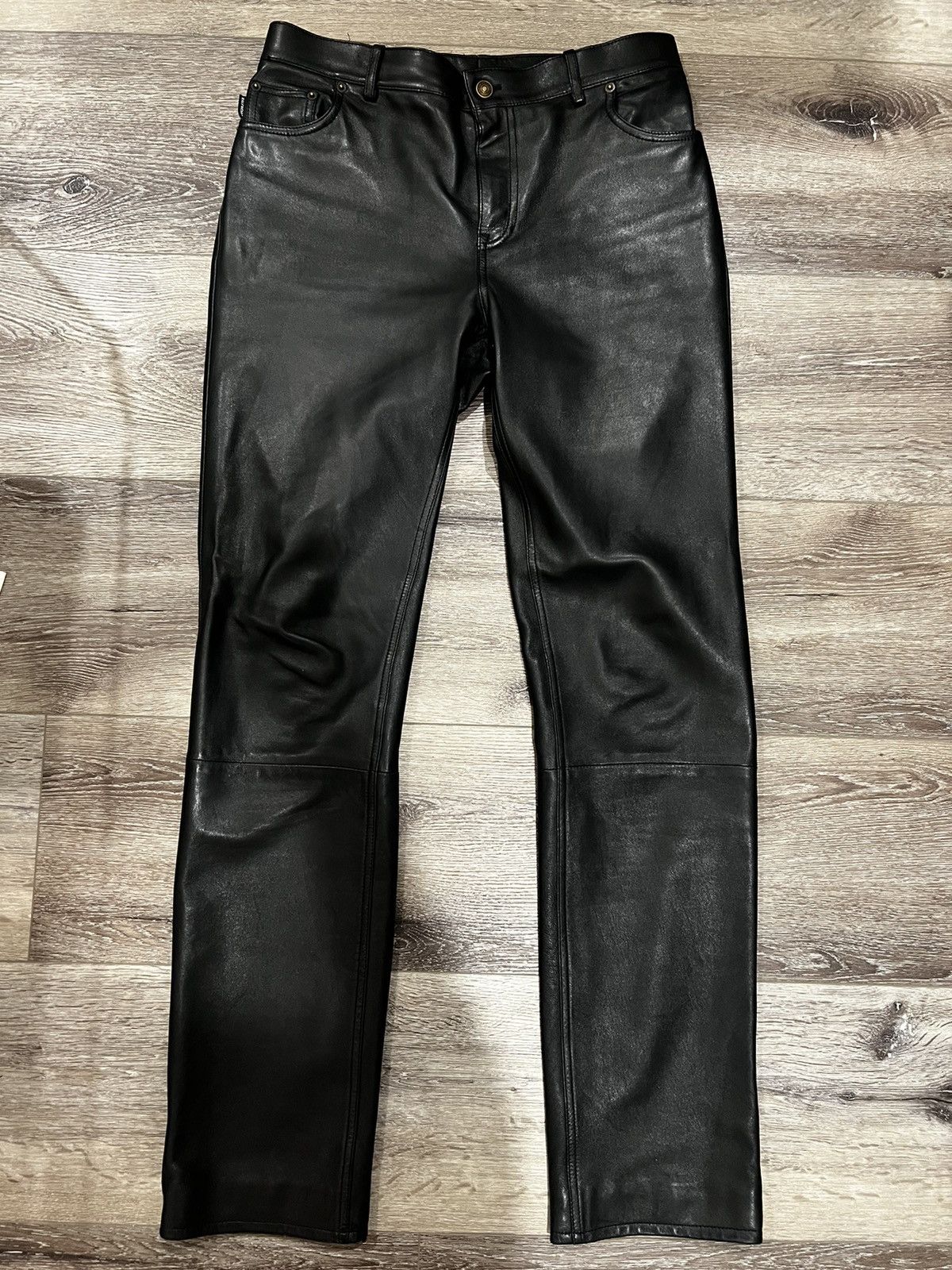 image of Balenciaga Lambskin Leather Pants in Black, Men's (Size 34)