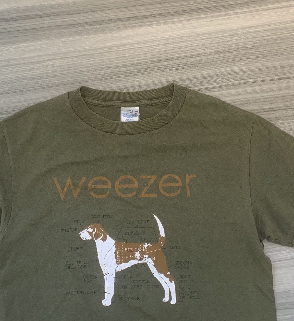 Band Tees Vintage Weezer dog anatomy olive green tee Size US S / EU 44-46 / 1 - 3 Thumbnail