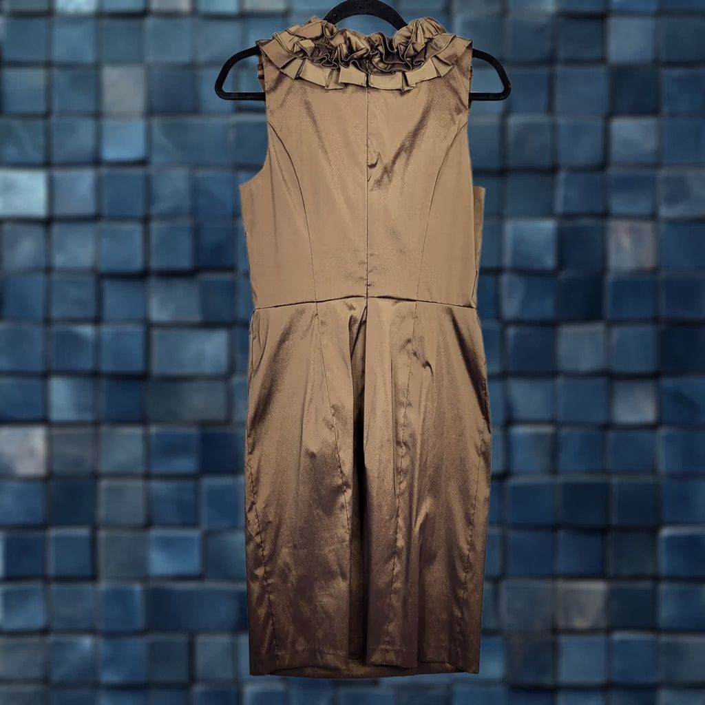 Vintage JS Collections Women's A-Line Dress Brown 8 Ruffle Sleeveless Round Neck Casual Vintage? No (Adult) Mens? Womens? Size M / US 6-8 / IT 42-44 - 1 Thumbnail