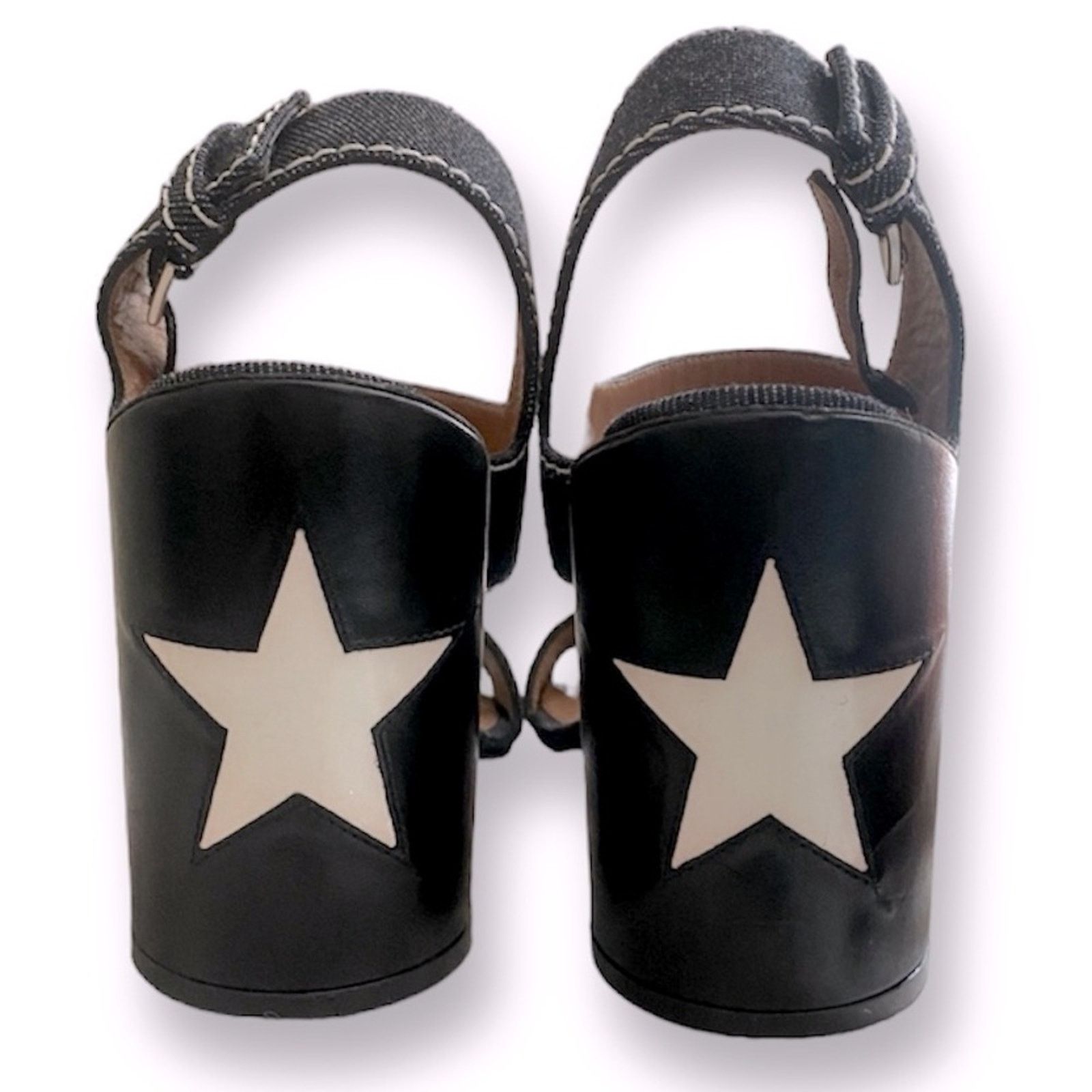Givenchy RARE GIVENCHY Denim Blue Sandal Star Block Heels | Sz. 36 Size US 5.5 / IT 35.5 - 10 Thumbnail