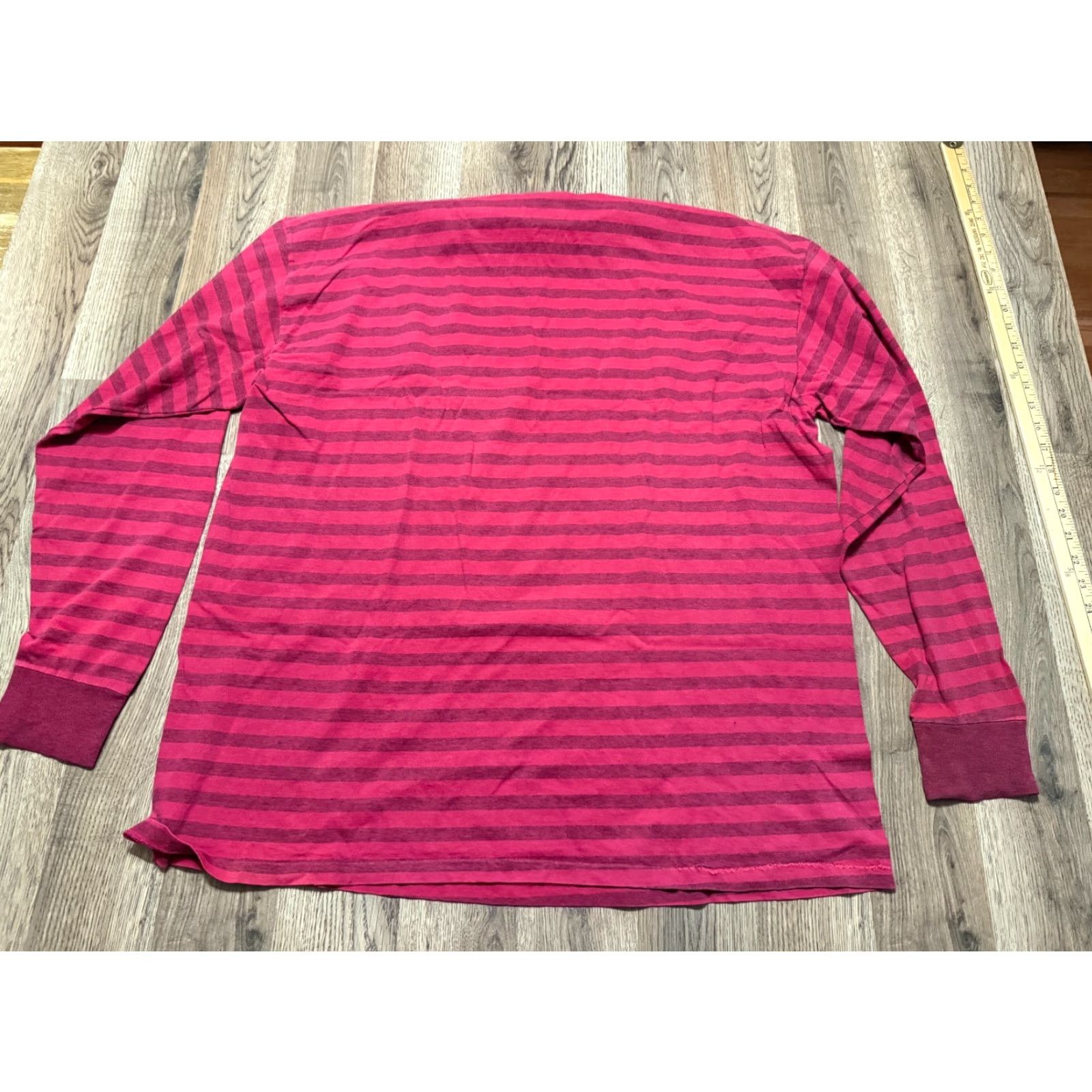 VINTAGE Bugle Boy Shirt Men 2XL Red Striped Long Sleeve