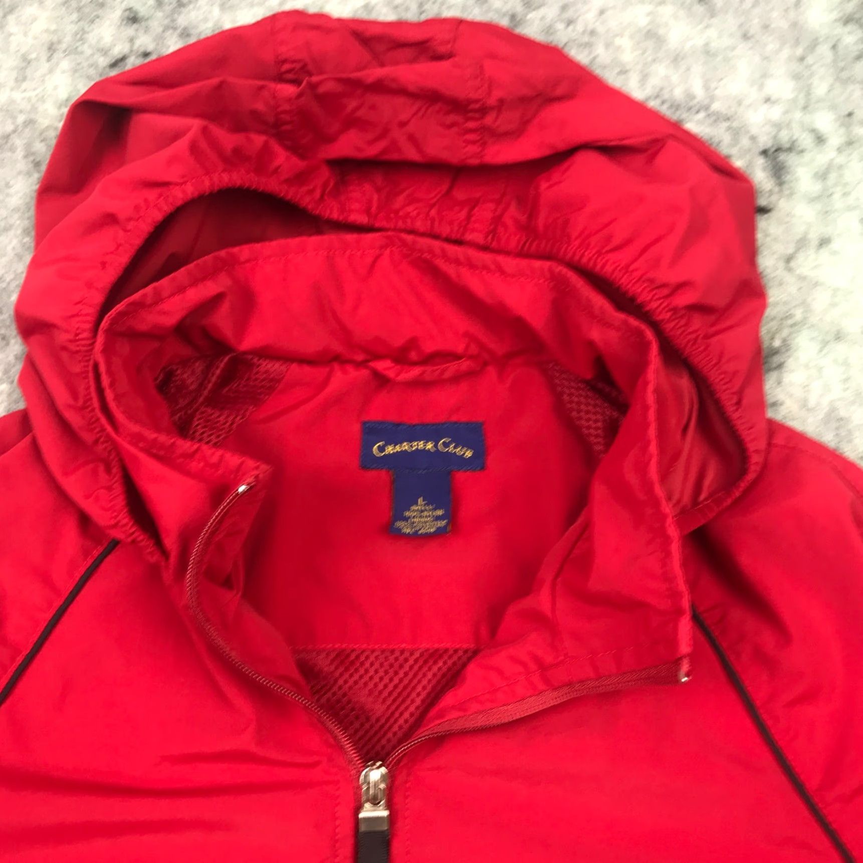 Charter Club VTG Charter Club Womens Jacket Large Red Zip Up Pockets Nylon Hood Packable Windbreaker Size L / US 10 / IT 46 - 3 Thumbnail
