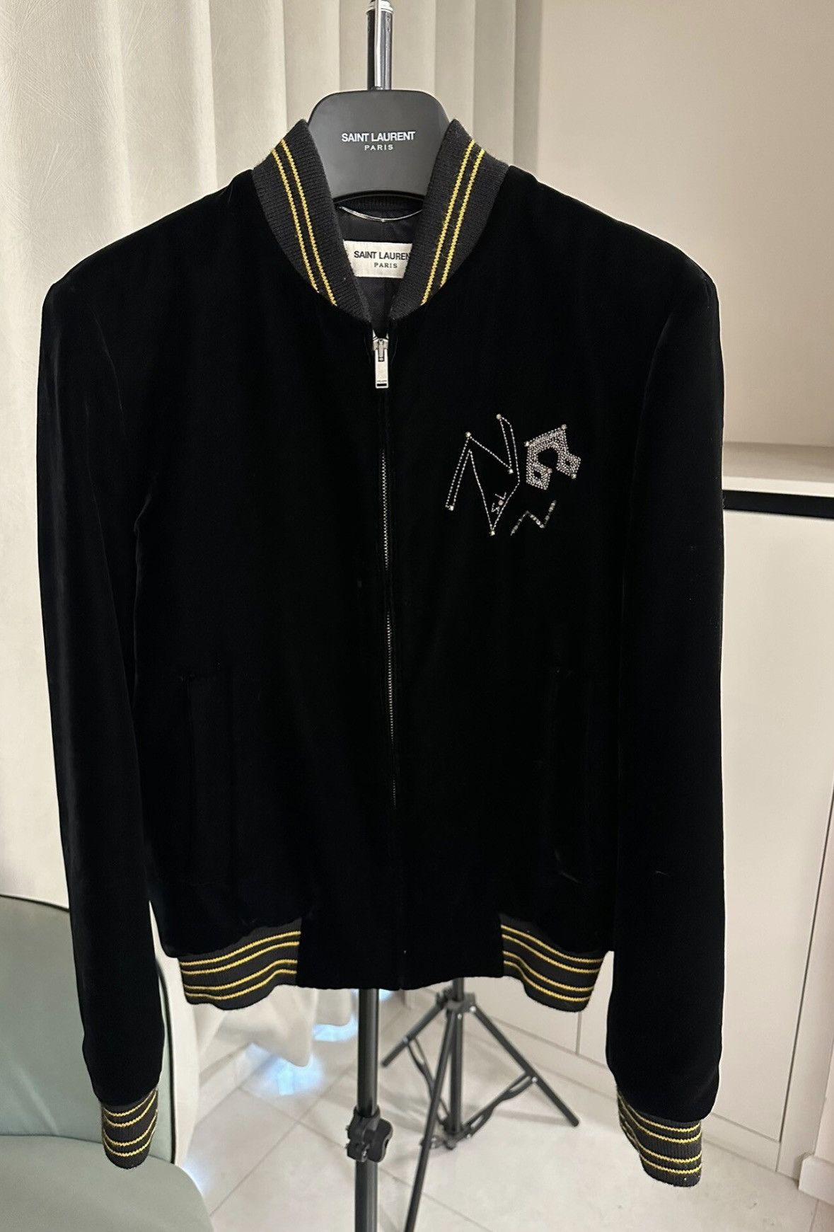 Saint Laurent Paris Saint Laurent SLP 2019FW Radio Metal Velvet Varsity Jacket Size US XS / EU 42 / 0 - 2 Thumbnail