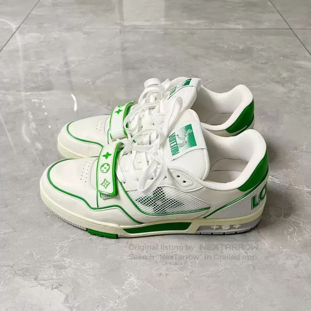 Louis Vuitton Louis Vuitton LV White Green Velcro Trainer. Size US 10 / EU 43 - 1 Thumbnail