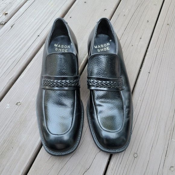Mason's Vintage 60s Mason Shoes Black Leather Braided Vamp Moc Toe D Size US 11.5 / EU 44-45 - 4 Thumbnail