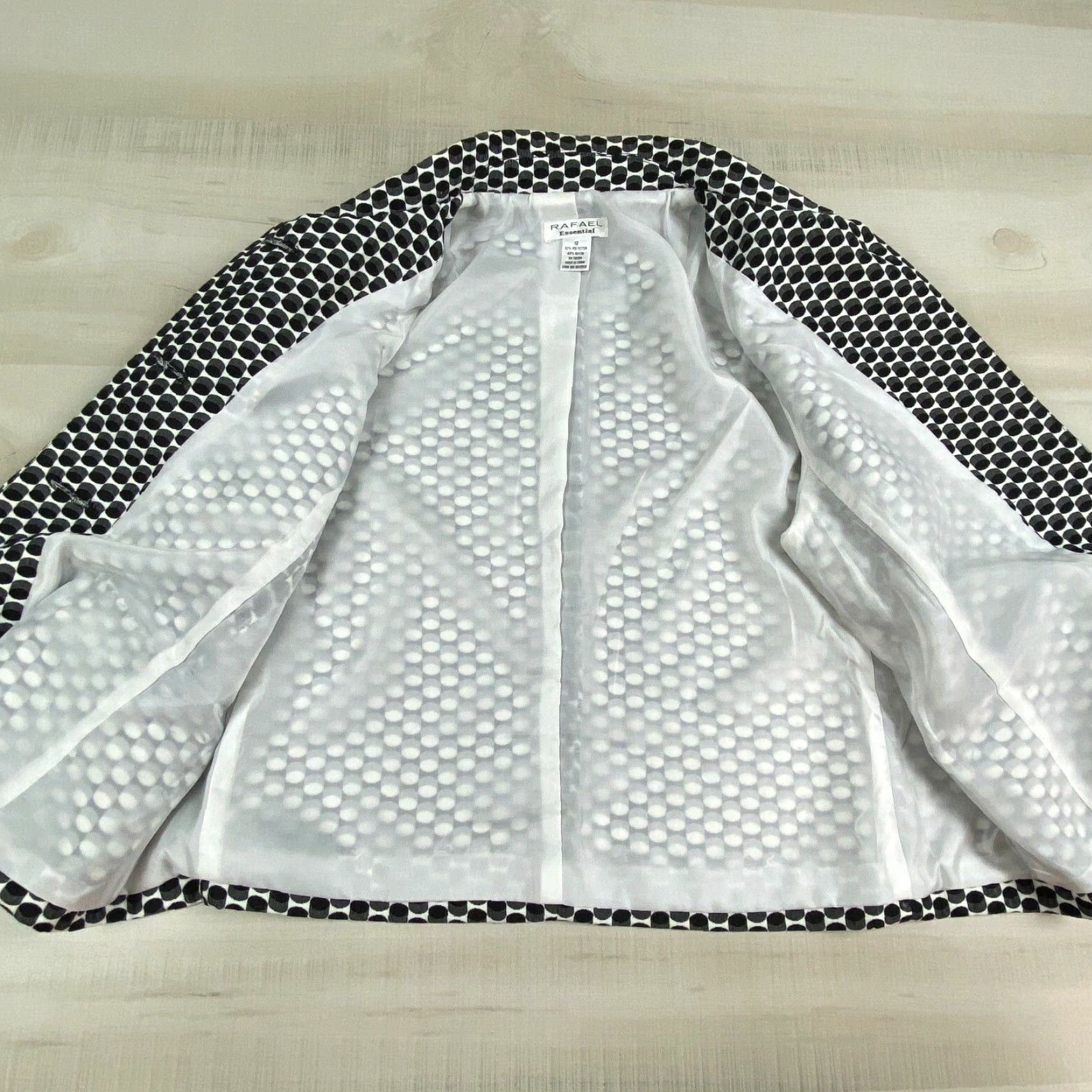 Vintage Rafael Womens Black and White Blazer Size 12 Career Professional Church Jacket Size XL / US 12-14 / IT 48-50 - 5 Thumbnail