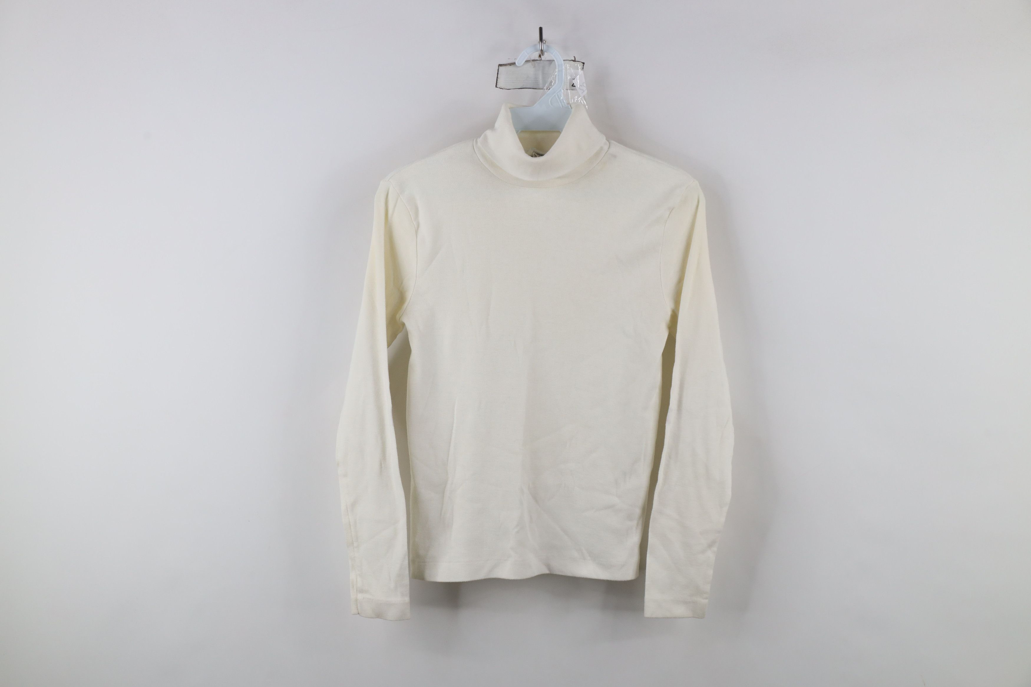 Vintage Vintage 70s Streetwear Blank Knit Turtleneck T-Shirt White Size M / US 6-8 / IT 42-44 - 1 Thumbnail