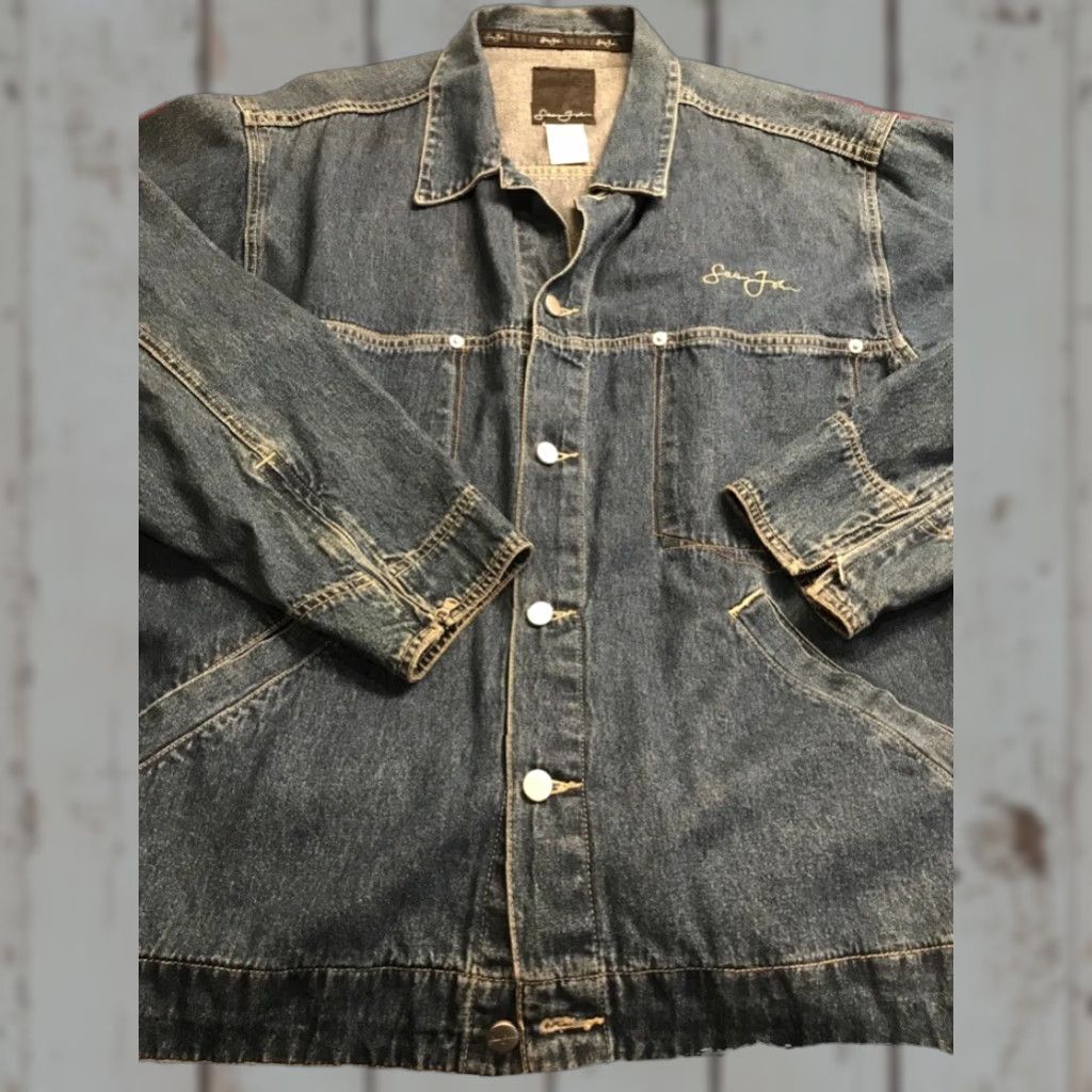 Sean John VINTAGE Sean John JEAN 90s Jacket Blue Denim Button Front Mens Large Puff Daddy P Diddy Jacket Jeans Coat Denim Collection Size US 33 - 1 Thumbnail