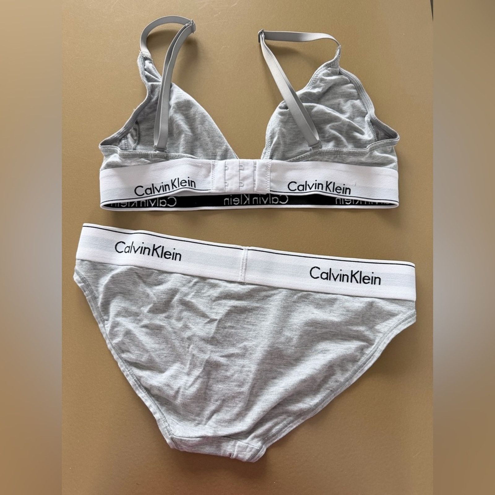 Calvin Klein Calvin Klein Light Gray Logo Triangle Bralette & Brief Set S Size ONE SIZE - 9 Thumbnail