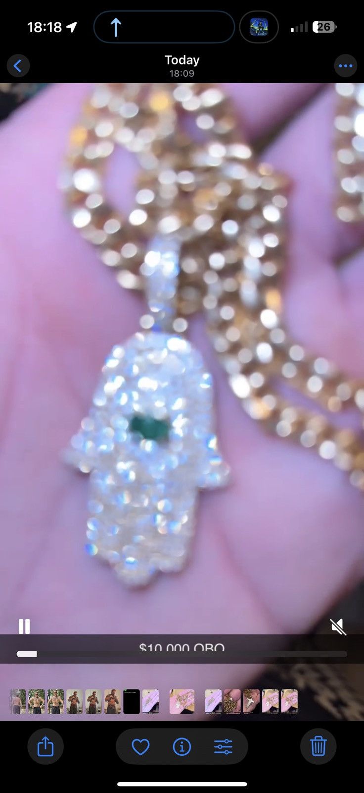 Other Heavy 14k gold Cuban chain & 14k gold pendant. dia & emerald Size ONE SIZE - 2 Thumbnail