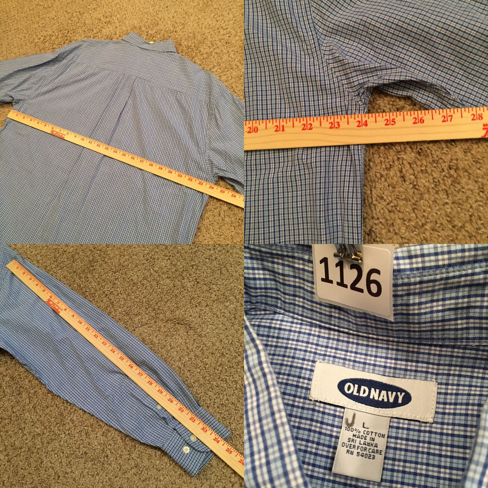 Old Navy Old Navy Shirt Mens Large Blue Plaid Long Sleeve Button-Up Regular Cotton Button-Down Collar Shirt Size US L / EU 52-54 / 3 - 8 Thumbnail