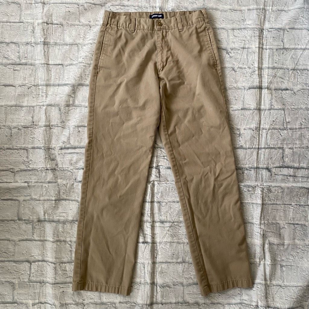 Lands' End Lands End men 30/30 cotton blend flat front tan chinos Size US 30 / EU 46 - 1 Thumbnail