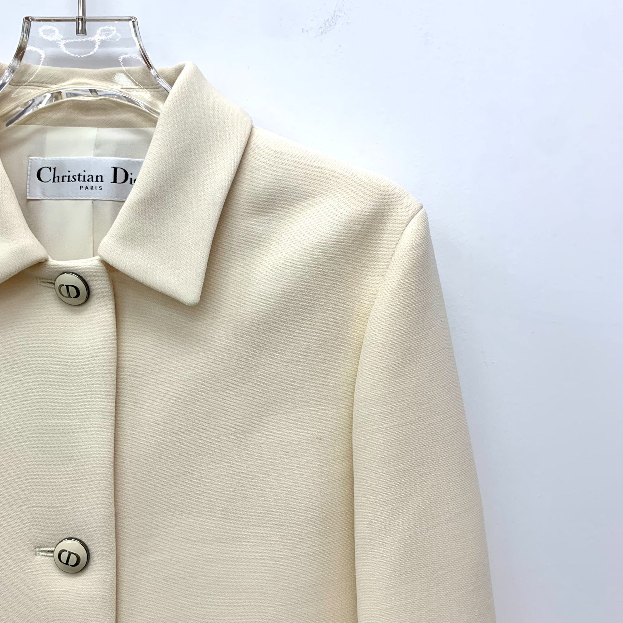 Dior Christian Dior Womens Cream Wool Blend Button Front Jacket W Size XS / US 0-2 / IT 36-38 - 5 Thumbnail