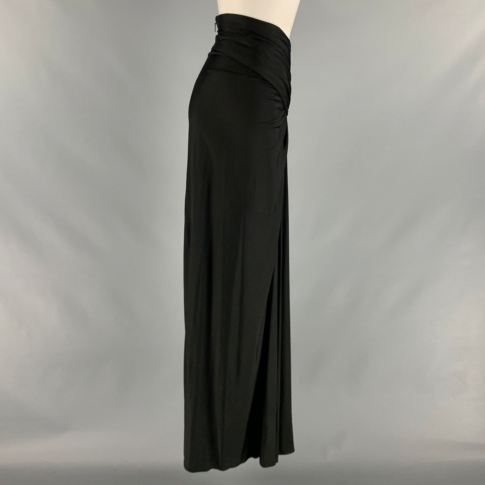 Saint Laurent Paris SAINT LAURENT Size 2 Black Jersey Long Skirt Size 25" / US 0 / IT 36 - 2 Thumbnail