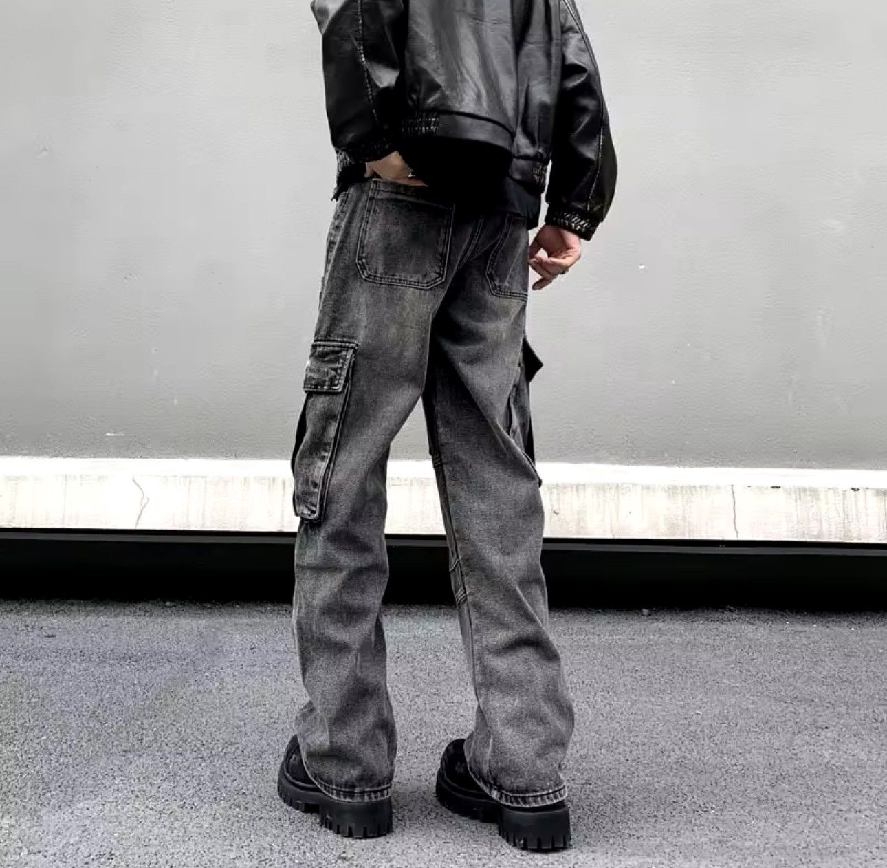 Jean High Street Style Dark Loose Cargo Jeans Size US 28 / EU 44 - 3 Thumbnail