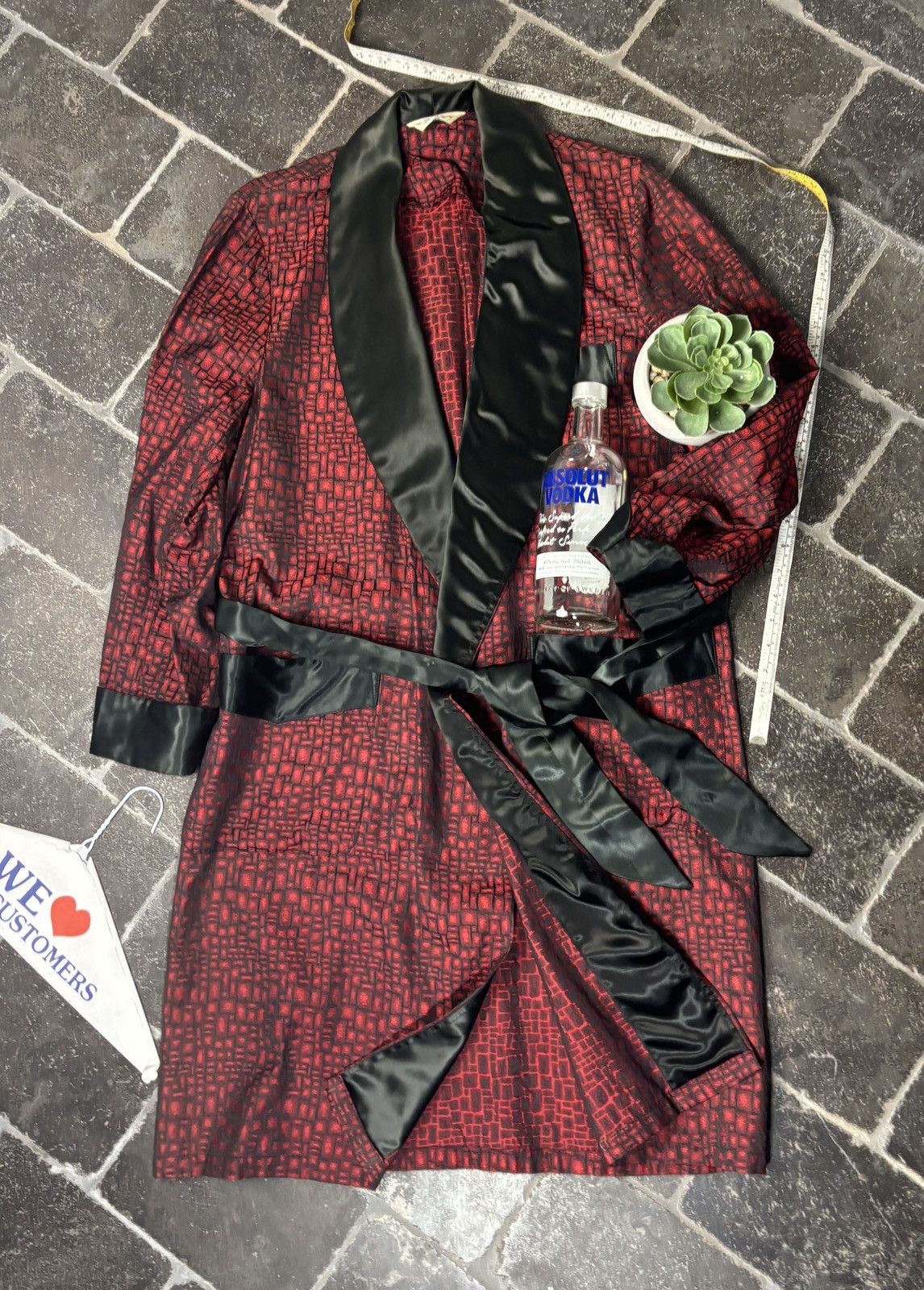 Vintage 1950s Smoking Jacket True Vintage House Coat Belted Robe USA Size US S / EU 44-46 / 1 - 2 Thumbnail