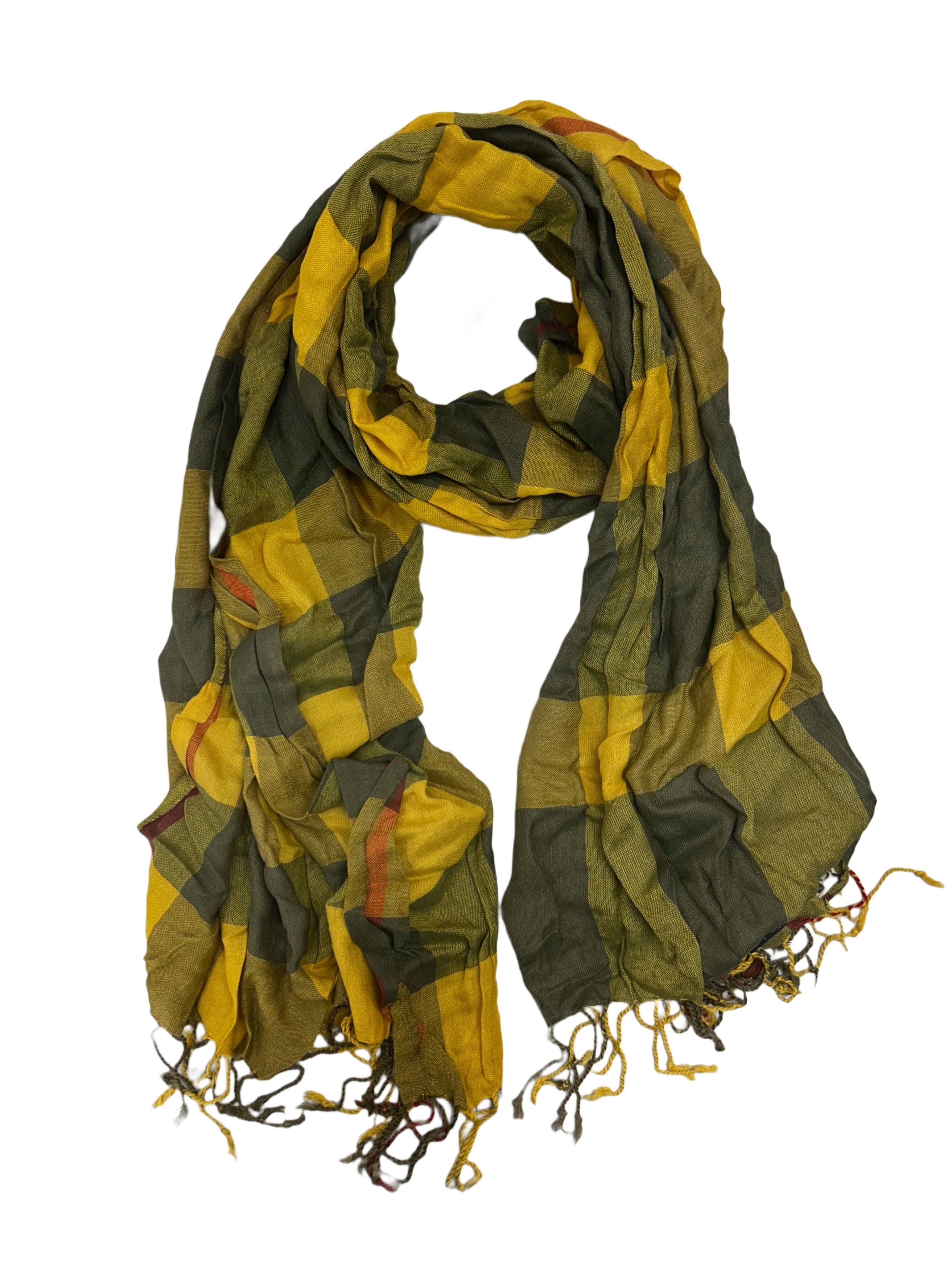 CLOSED Closed Dark Yellow Base Checked Scarf Size ONE SIZE - 2 Thumbnail