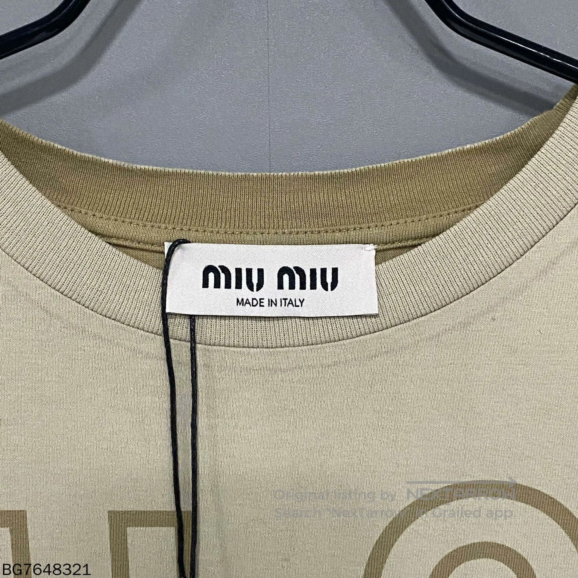 Miu Miu miu miu khaki logo printed short sleeve shirt. Size US XS / EU 42 / 0 - 4 Thumbnail
