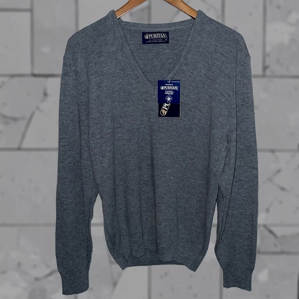 Vintage Puritan Sweater Mens V-Neck Pullover XL Gray USA Shirt Size US XL / EU 56 / 4 - 1 Thumbnail