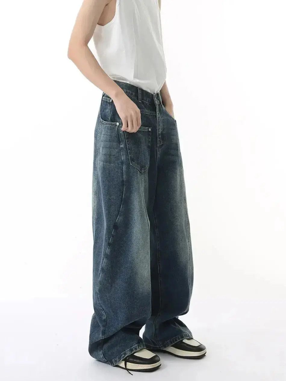 Japanese Brand Retro straight leg curved knife wide leg jeans Size US 32 / EU 48 - 2 Thumbnail