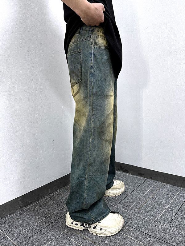 Jean Washed, distressed, punk-inspired tie-dye men's jeans Size US 34 / EU 50 - 3 Thumbnail