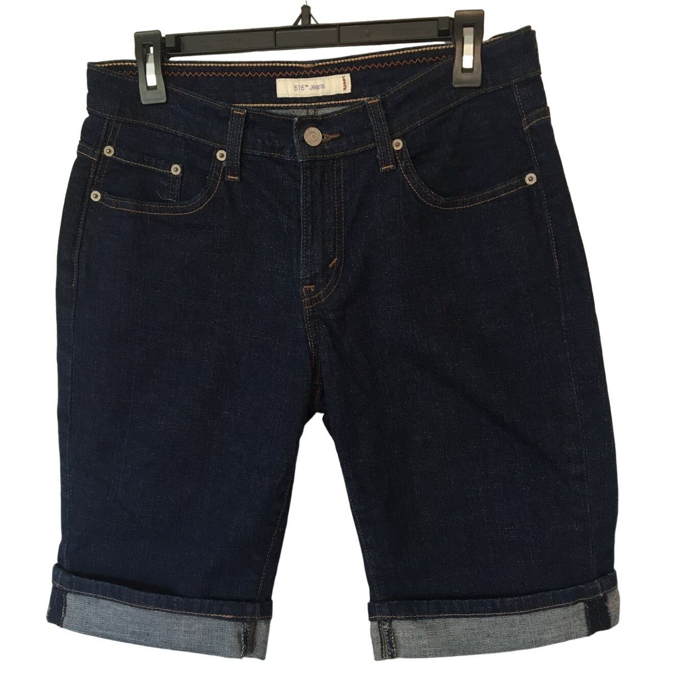 Levi's Levi’s 515 Size 8 Cuffed Jean Shorts, Mid Rise Dark Wash Size 30" / US 8 / IT 44 - 1 Thumbnail