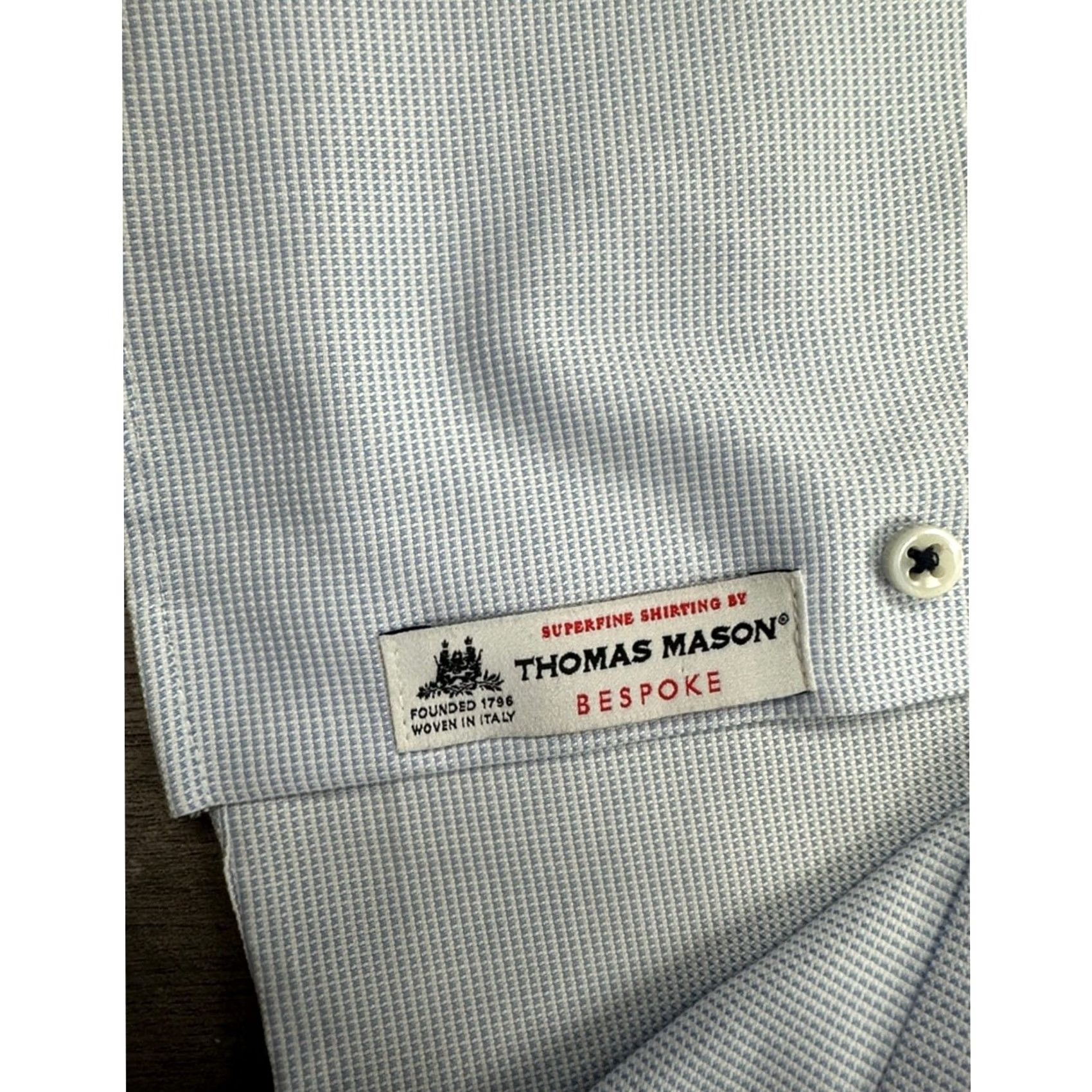 Vintage Knot Standard Thomas Mason Bespoke Oxford Long Sleeve Button Down Large 16 Blue Mens Shirt Size US L / EU 52-54 / 3 - 6 Thumbnail