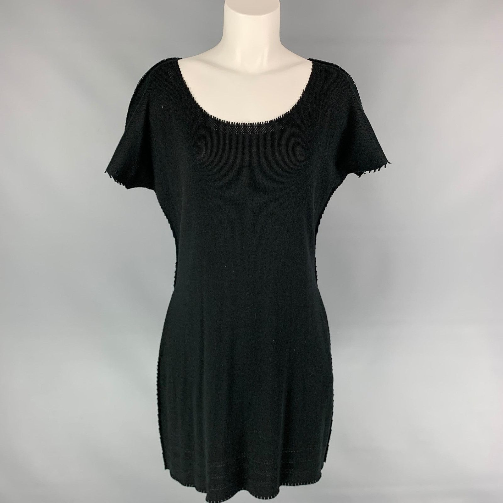 Issey Miyake ISSEY MIYAKE Size M Black Knitted Raw Edged Shift Dress Size M / US 6-8 / IT 42-44 - 1 Thumbnail