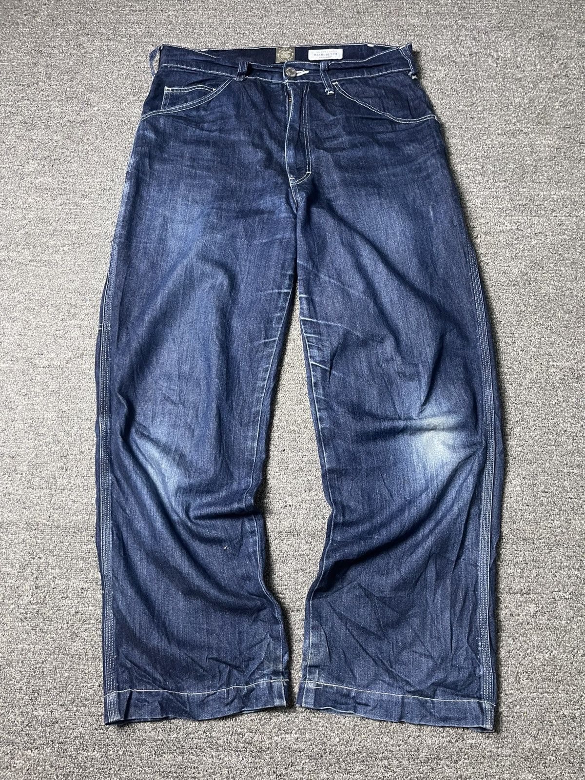 Japanese Brand × Vintage BACK NUMBER x WASHI DENIM Baggy Jeans (91) Size US 31 - 1 Thumbnail