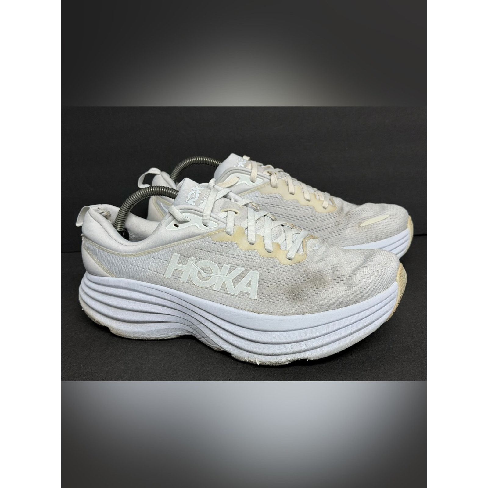 Hoka Hoka Bondi 8 Men's Size 10 D White Athletic Running Shoes Size US 10 / EU 43 - 4 Thumbnail