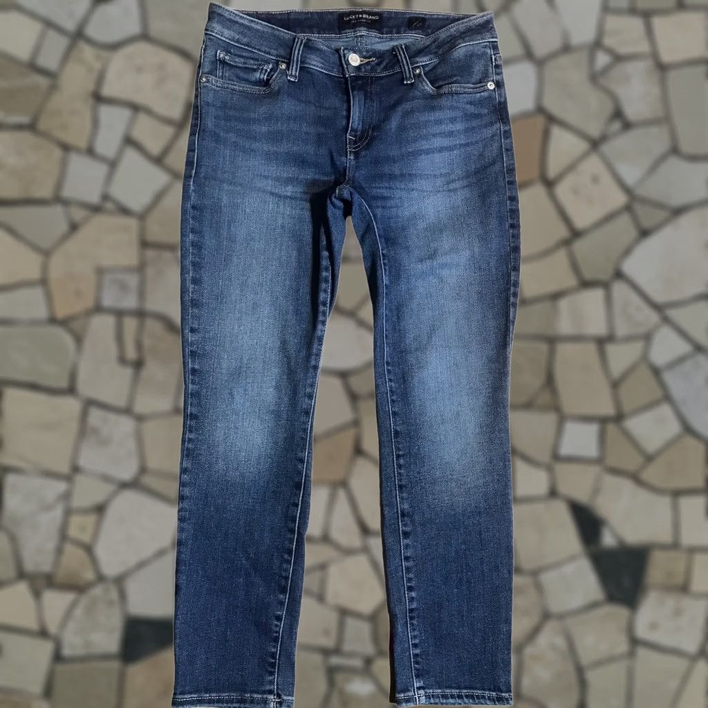 Lucky Brand Lucky Brand Jeans Cropped Slim Women 4 Inseam 25 Blue Denim 90s Bohemian Lolita Skinny Zipper Embroidered Logo Pocket Size 27" / US 4 / IT 40 - 1 Thumbnail