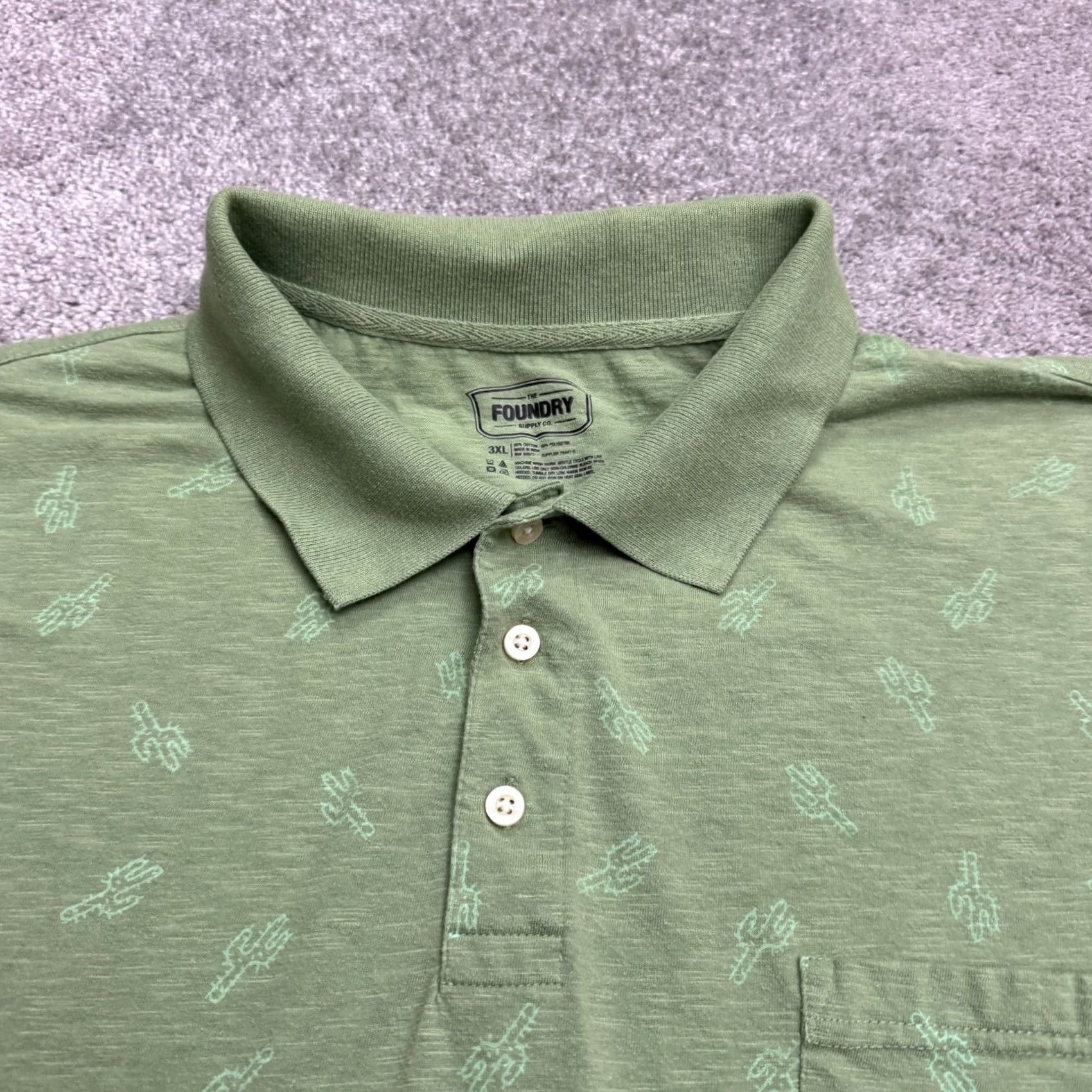 Vintage Foundry Cactus Polo Shirt Mens 3XL Green Short Sleeve Slub Cotton Shirt Size US XXL / EU 58 / 5 - 3 Thumbnail