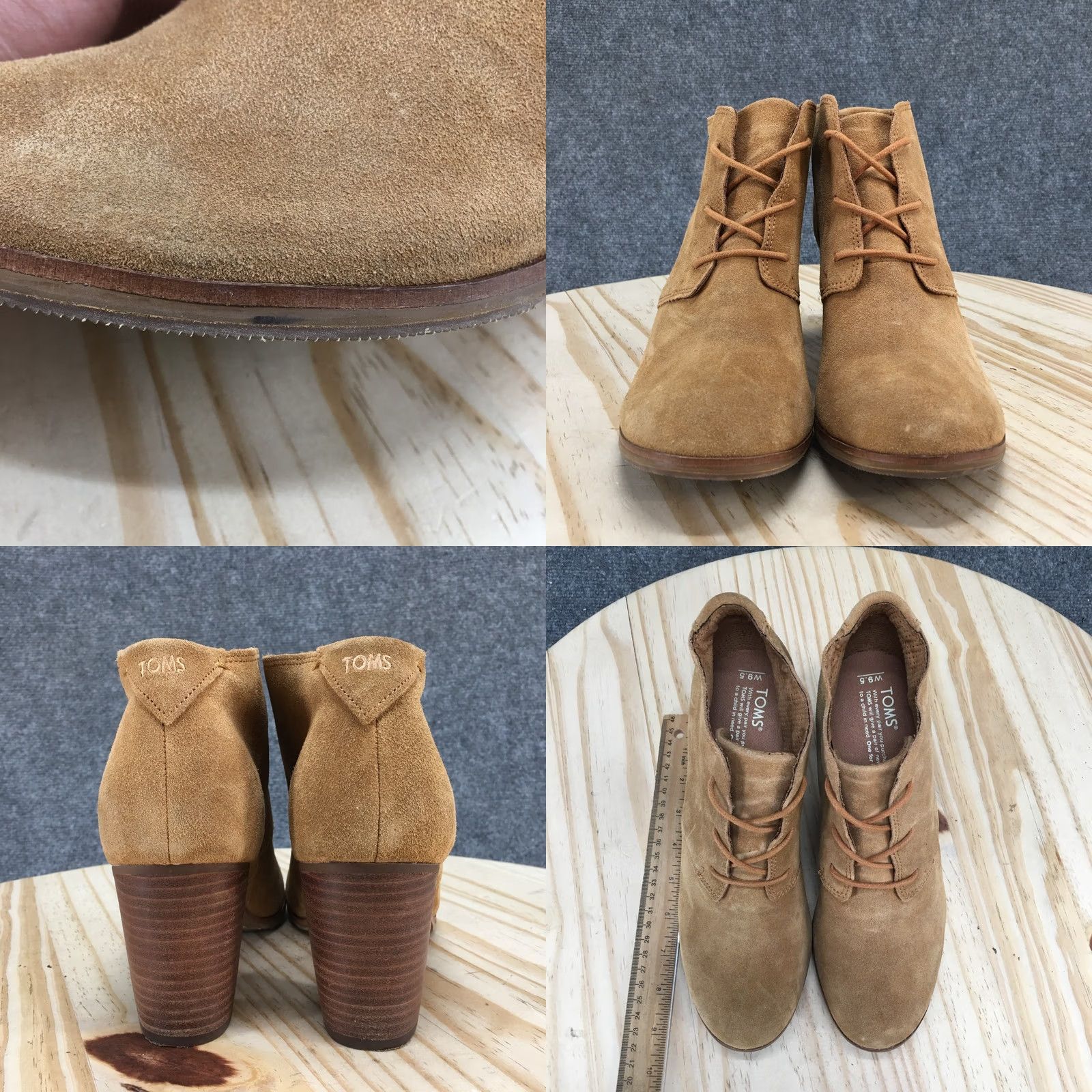 Toms TOMS Boots Womens 9.5 Chukka Tan Lace Up Casual Comfort Ankle Bootie Block Heel 3" Suede Brown Casual Womens Shoes Size L / US 10 / IT 46 - 8 Thumbnail