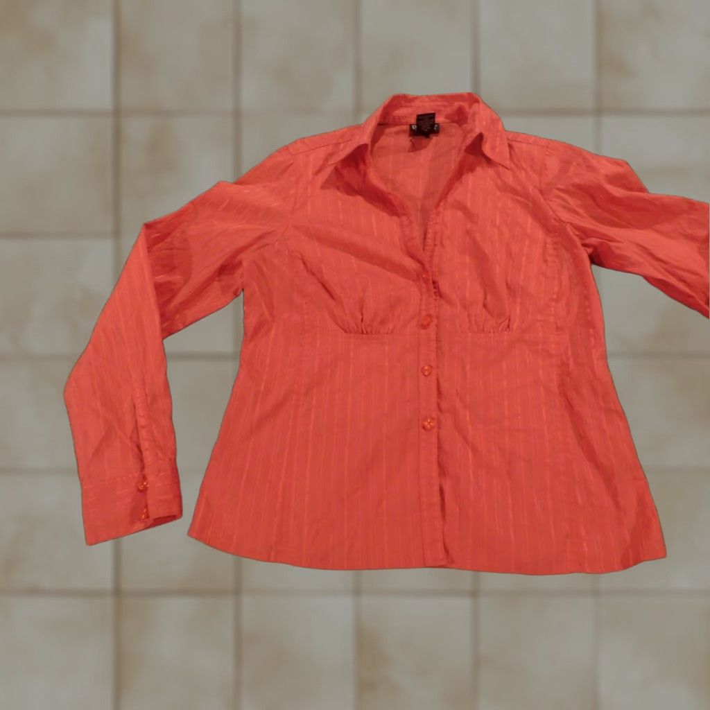 Vintage Rafaella Womens Button-Up Shirt 8 Pink Casual Long Sleeve Crew Neck Cotton Nylon Rayon Button-Up Regular Fit Size M / US 6-8 / IT 42-44 - 1 Thumbnail